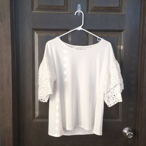 White Eyelet bell sleeve boutique shirt